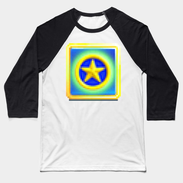 Star Shield Sprite Baseball T-Shirt by SpriteGuy95